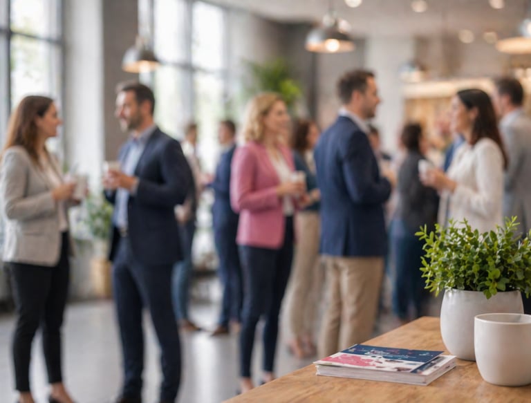 A burred scene of a networking event