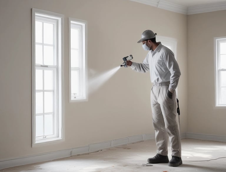 Painter carefully applying a smooth coat of paint to a kitchen cabinet in a bright Arizona home.