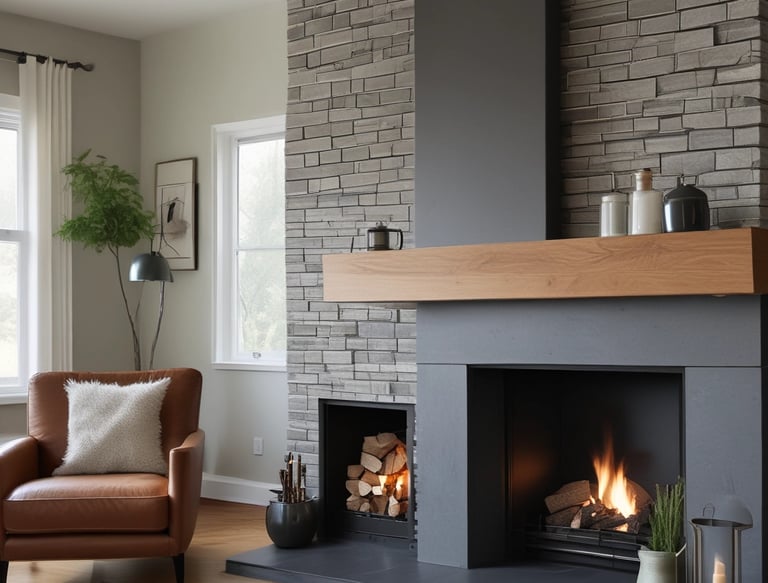 A cozy living room featuring warm wood accents and custom built-ins by Terraflow.
