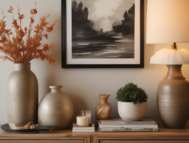 A cozy living room with soft ivory walls, warm wood accents, and plush cushions bathed in natural light.