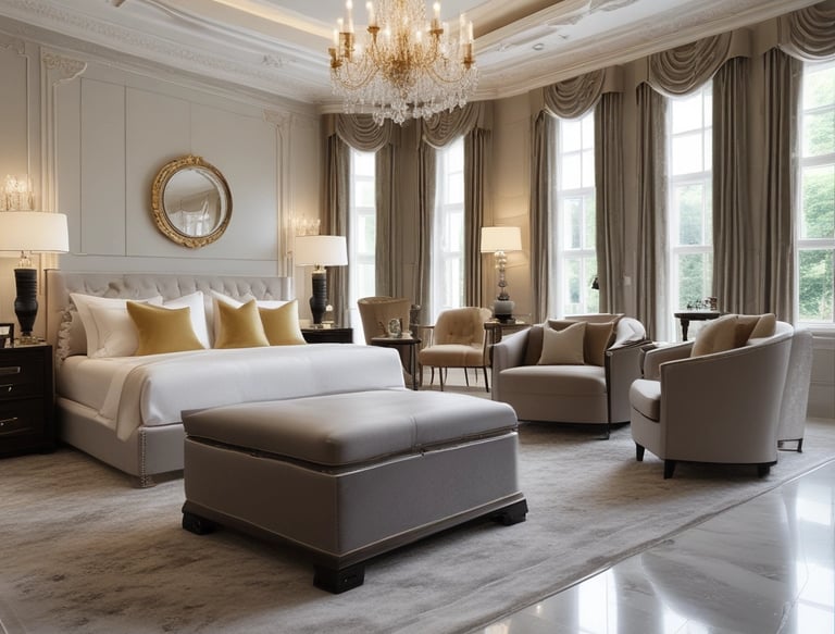 A professional technician carefully polishing a hardwood floor in a stylish living room.