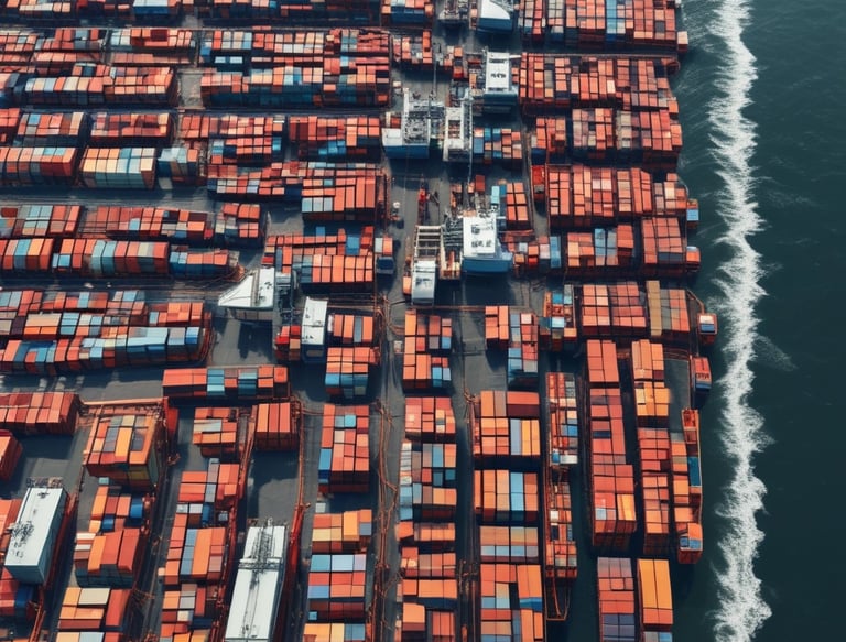 A close-up of a neatly packed parcel with international shipping labels.