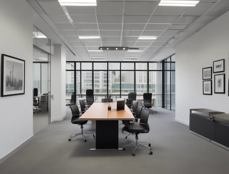 A happy family reviewing land purchase documents with Kenny Guzek in a cozy office setting.