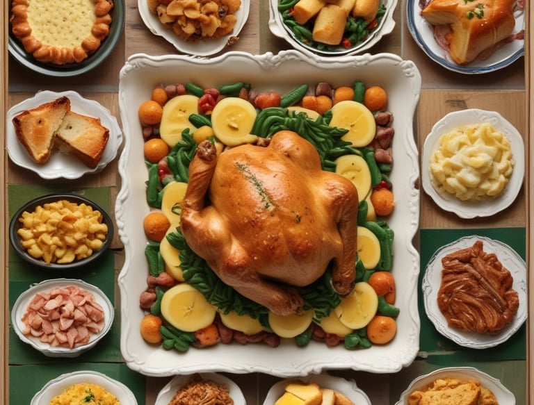 A cozy kitchen scene with fresh ingredients and a simmering pot on the stove.