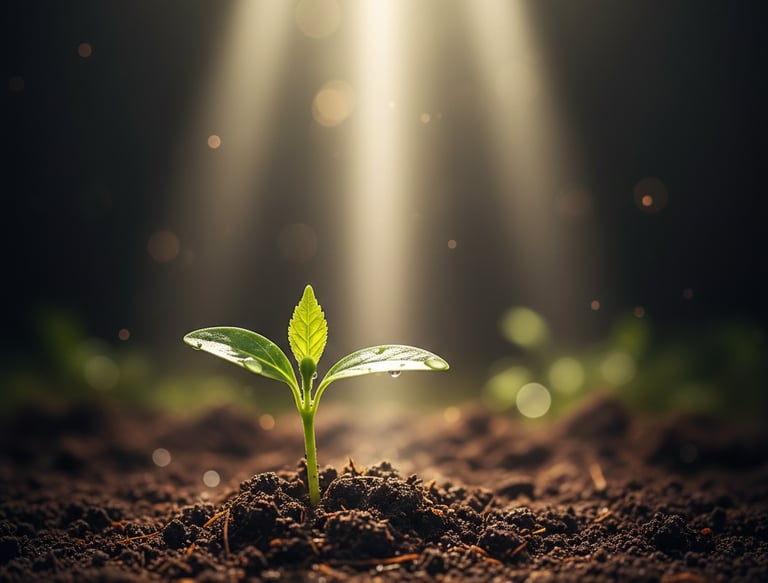 sprout coming out of the ground to signify growth