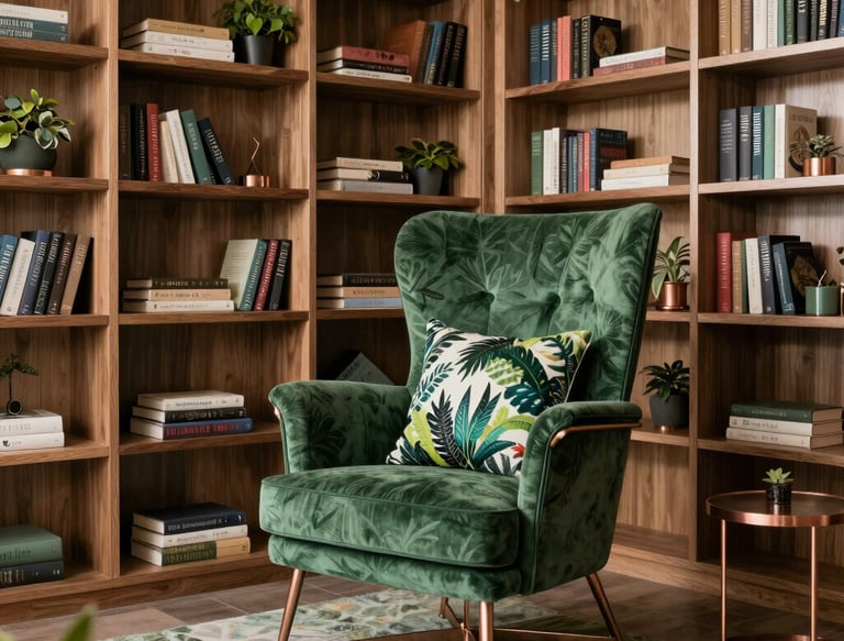 Close-up of a natural linen throw draped over a taupe armchair with soft shadows highlighting the fabric texture.