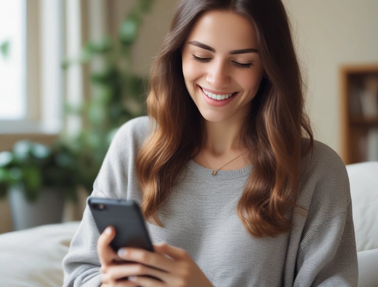 A cozy reading nook with a cup of tea and an open ebook titled 'acalmamente'.