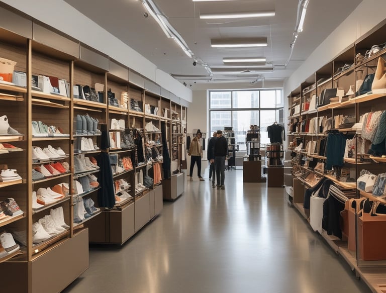 A friendly customer browsing products on a sleek laptop in a cozy home setting.