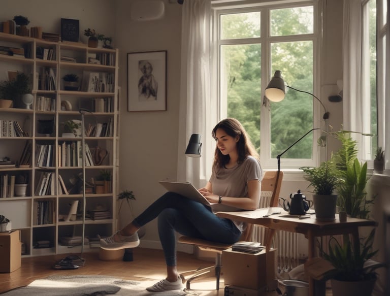 a man sitting at a desk with a laptop and a laptop