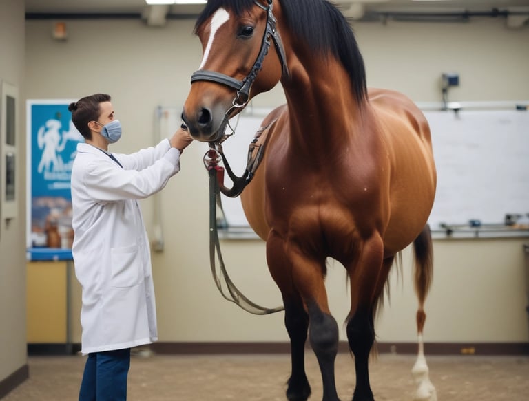 A black and white close-up of a person gently holding the forehead of a light-colored dog, possibly a horse or large animal. The person's fingers are adorned with a ring and bracelet, creating a sense of tenderness and connection.