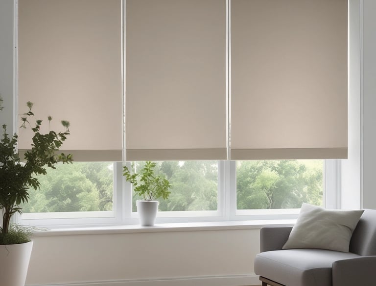 A close-up of the elegant roller blinds installed in a modern home.