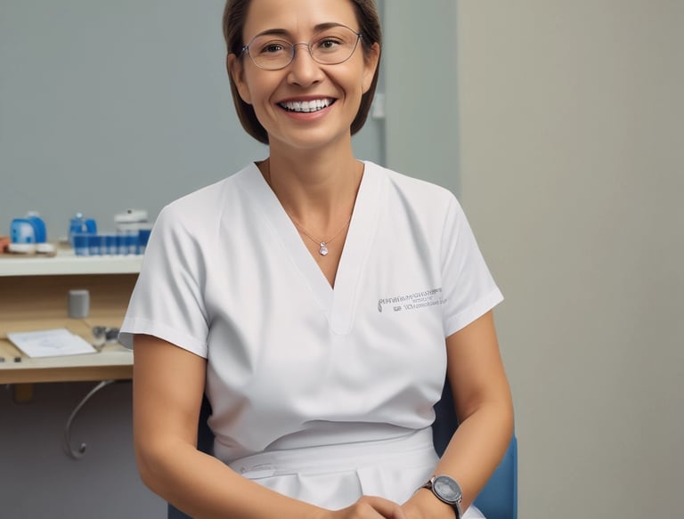 A technician carefully adjusting a custom orthopedic device in a bright workshop.