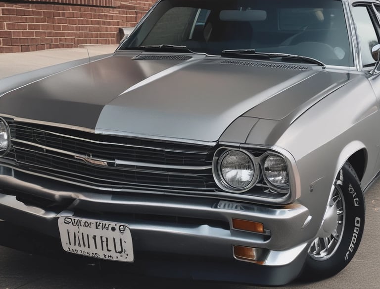 A close-up of a person's hand is polishing a bright green car using a green cloth. Another hand holds a bottle of car cleaning spray. The focus is on the action of cleaning the car's exterior surface near the headlight.