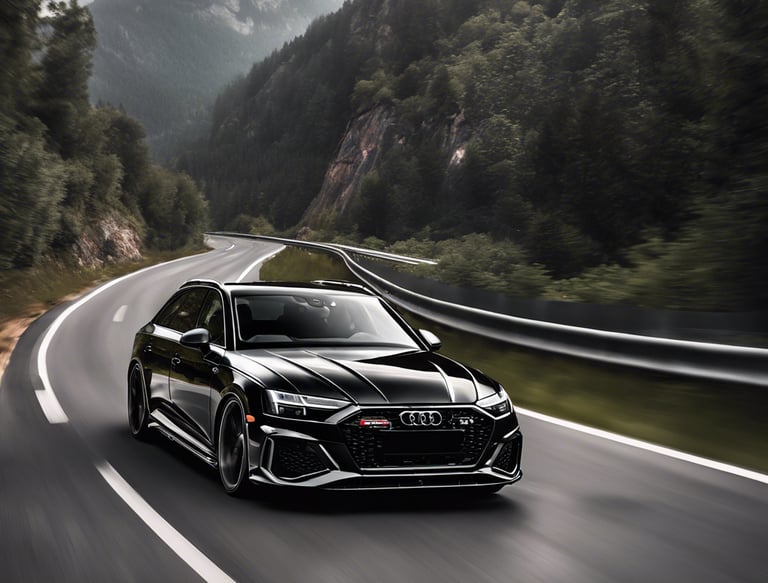 A cluttered workshop space filled with various car license plates, signs, and vintage posters. A red classic car painted on the wall has a pin-up model sitting on it. A ladder is placed in the middle of the space, surrounded by tools and mechanical parts. A banner in the foreground advertises auto and radiator repair services, listing contact numbers. The overall atmosphere suggests automotive workshop or restoration.