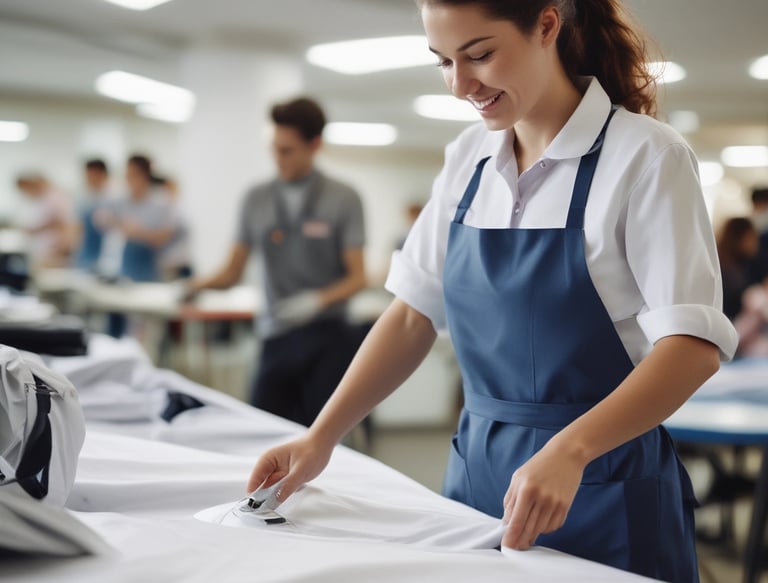 A clean and organized textile cleaning facility.