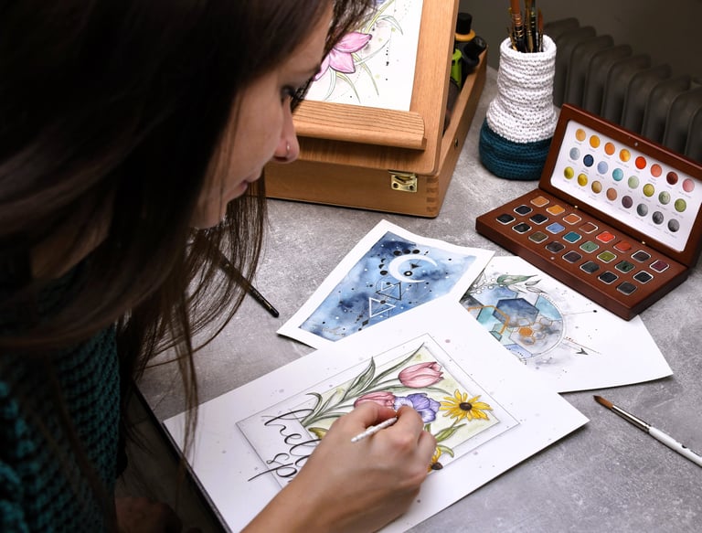 Handlettering und Aquarellmalerei