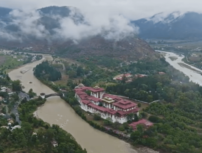 A Scenic view of Punakha Dzong