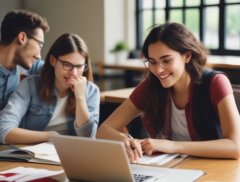 A person is standing in a corridor holding a diploma or certificate. They are wearing a black shirt and are giving a thumbs-up gesture. The background includes a palm tree and part of the building structure.