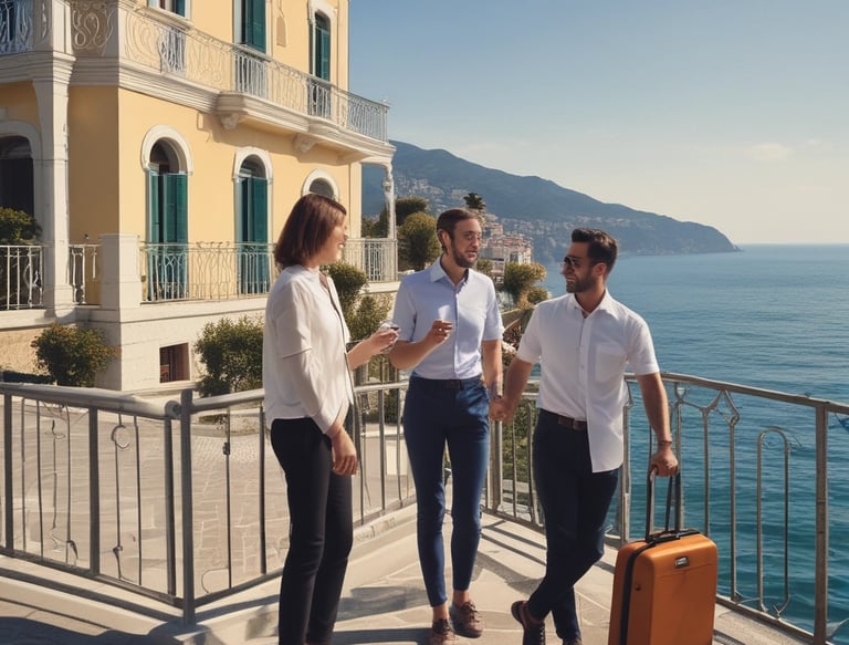 A modern property management office in Liguria.
