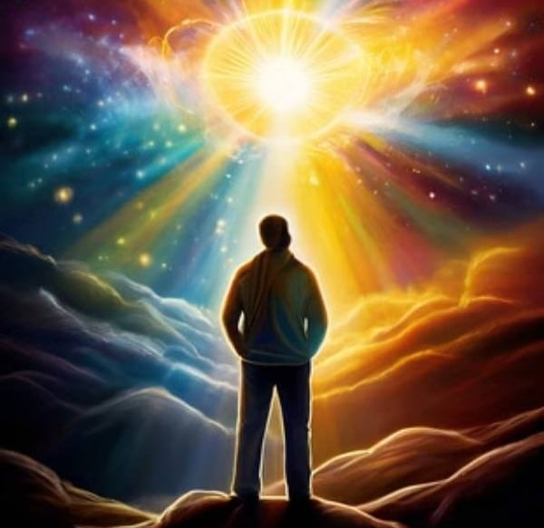 un hombre está mirando a la luz del cielo nocturno representa aprendizaje de cursos holísticos con CIA Balance