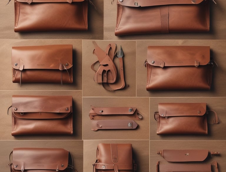 Two handbags are displayed prominently, one in a soft orange hue and the other in a light cream color. They are positioned against a minimalistic background with subtle lighting that highlights their curved shapes and clean design. Both bags have a signature clasp on the front.