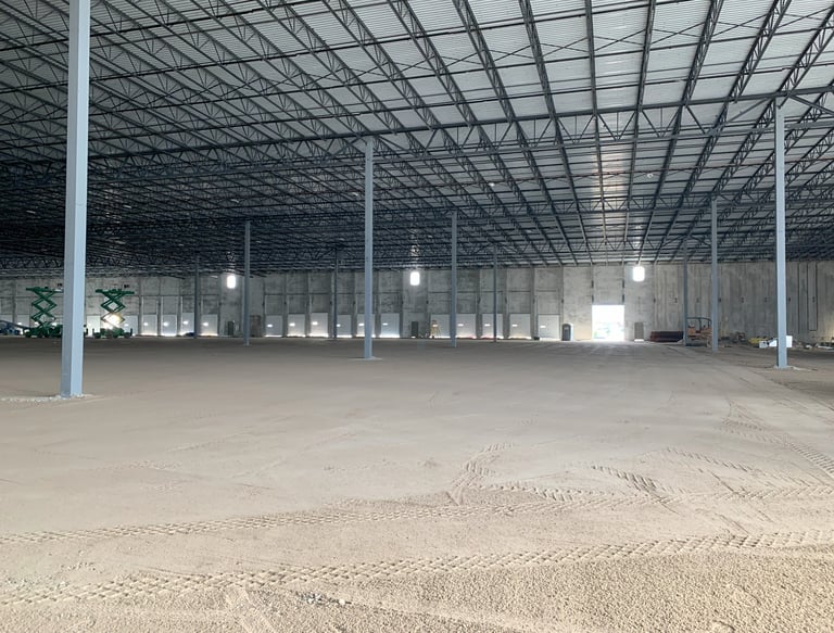 laser grading a warehouse in Columbus Ohio