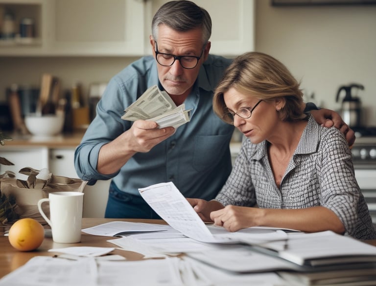 The image features a window display with bold, handwritten text reading 'PAY YOUR TAX NOW HERE!' A vintage car is visible in the reflective glass, along with a partial shadow or silhouette of a person. The background shows a street scene with a building.