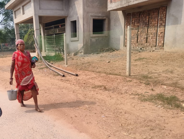 woman and bucket