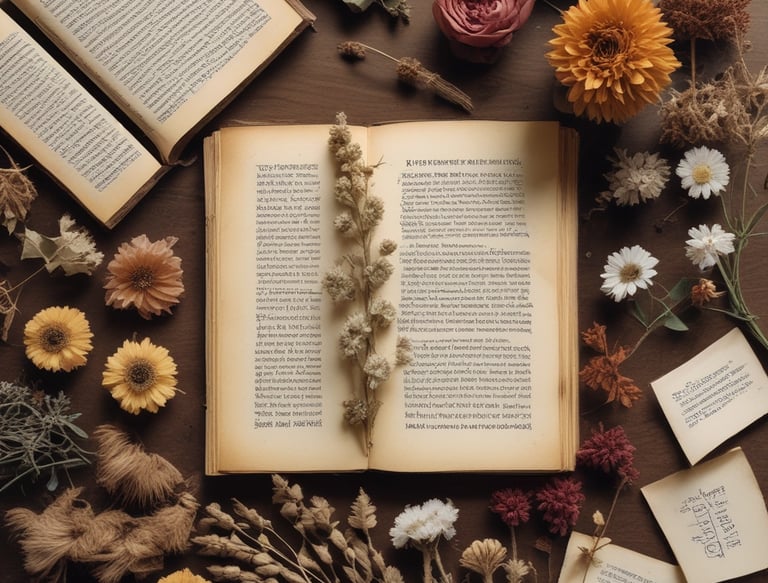 a book opened to show a book with flowers
