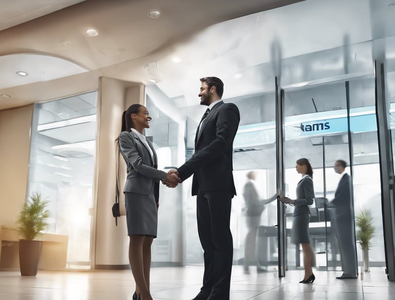Man shaking a woman's hand as a symbol of trust (Coast Investment Realty)