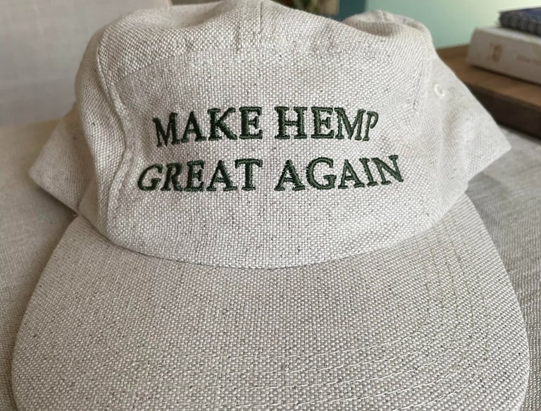 a hat with a message that says make hemp hemp great again