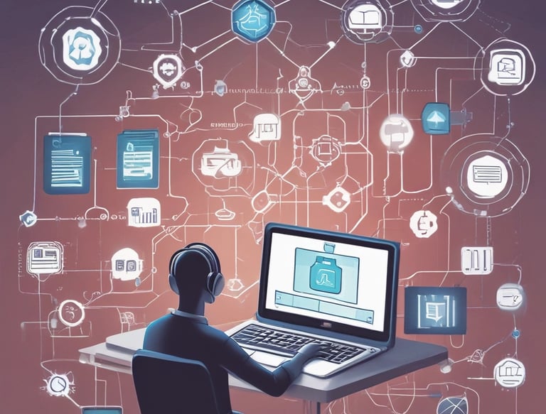 A stylized, green geometric logo resembling overlapping lines forms the central focus. Below the logo, the text 'Open AI' is displayed in a golden hue. The background features a pattern of concentric, reflective circles with a teal tint on a dark surface.