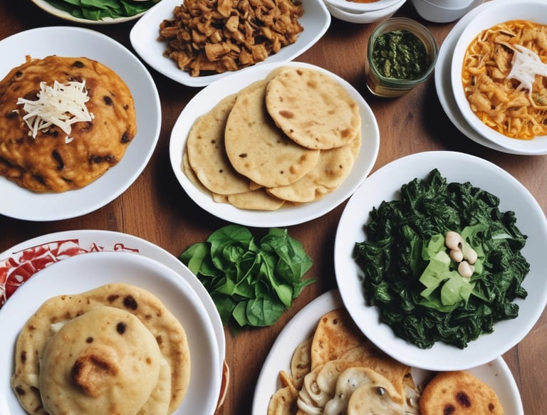 Close-up of a golden, freshly cooked pupusa on a rustic plate.