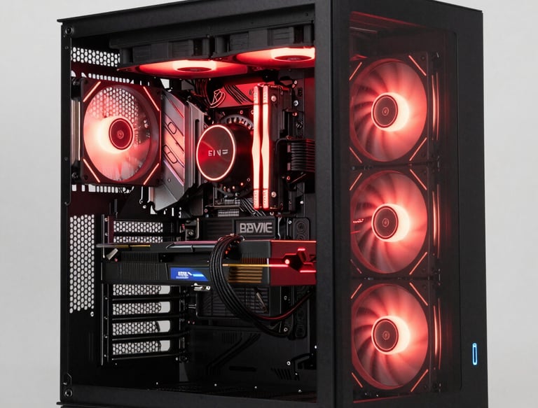 Technician carefully assembling computer components on a clean workspace.