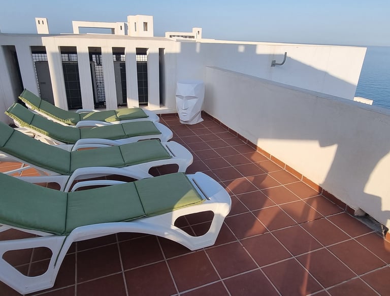 A beautiful terrace overlooking the Mediterranean 