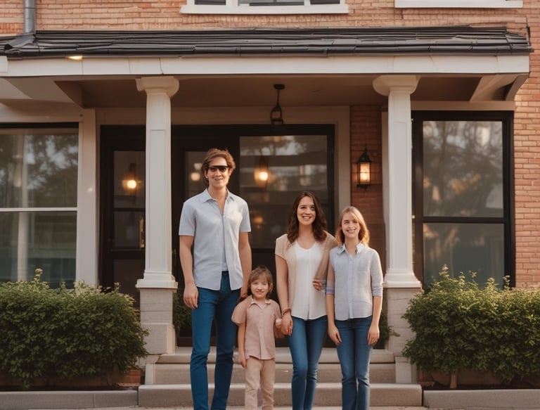 Friendly insurance agent shaking hands with a satisfied client outdoors.