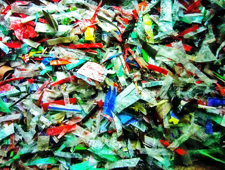 Small cutting recycle plastic photo stock 