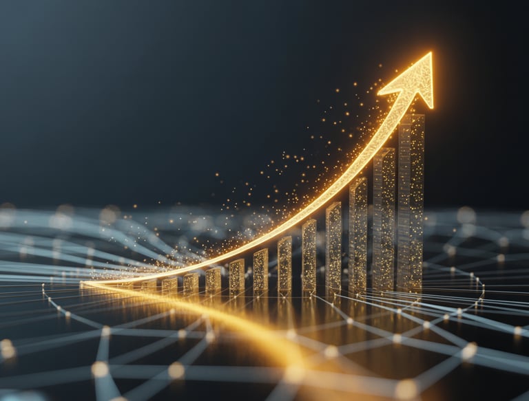 goldene Wachstumskurve, die auf Datenanalysen basiert und steil nach oben zeigt.