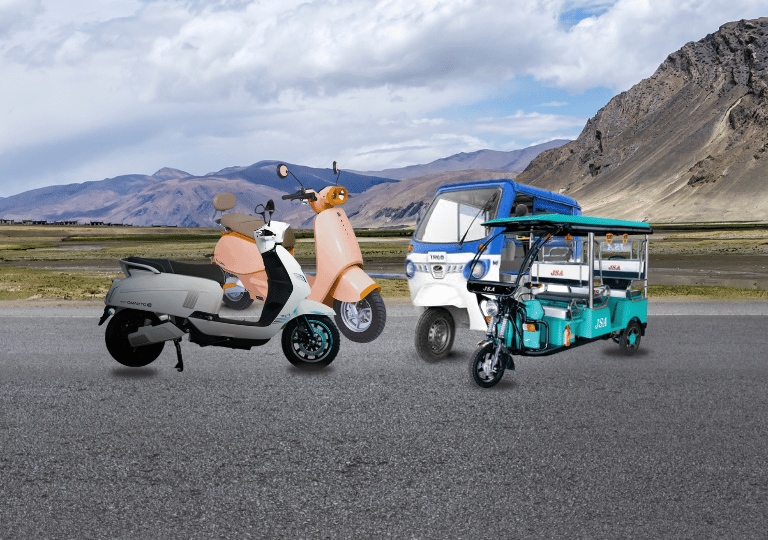a dog and a dog are sitting on a motorcycle