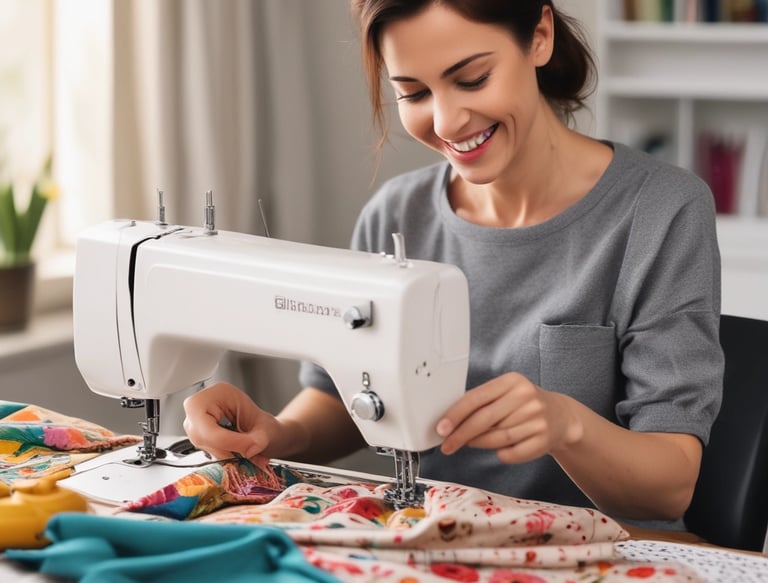 A person wearing traditional clothing is weaving with natural materials, surrounded by woven baskets and textiles. The setting appears to be a craft or artisan environment with handmade items and a natural aesthetic.