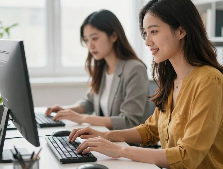 A friendly team collaborating in a bright modern office space.