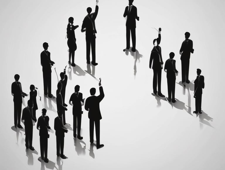 Team of consultants collaborating in a modern office setting.