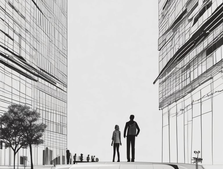 Team of consultants collaborating in a modern office setting.