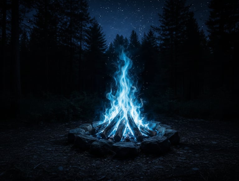 A pale blue bonfire.