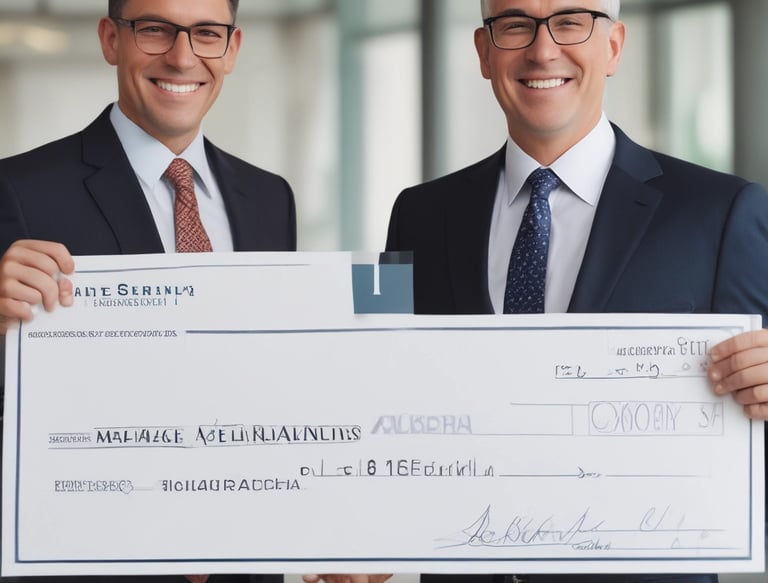 A dedicated public adjuster reviewing insurance documents with a client in a cozy office.