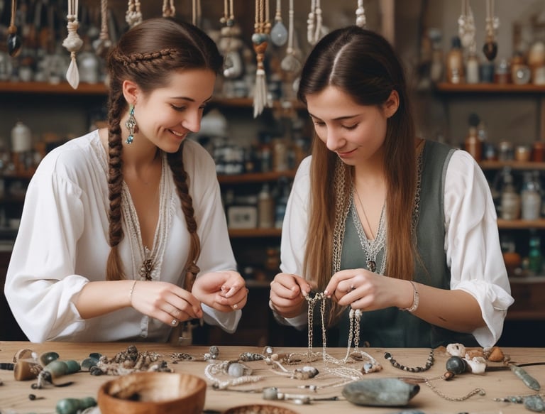 mujeres trabajando con joyas
