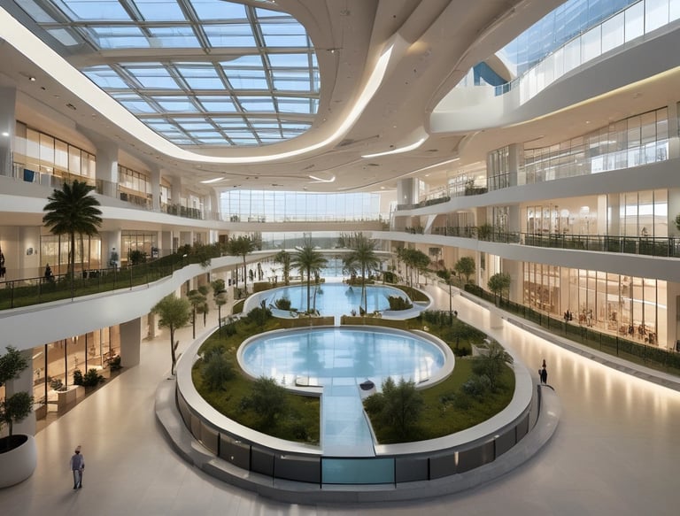 A diverse team collaborating in a modern office with digital screens displaying data and charts.