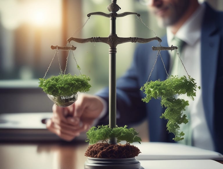 Luxurious modern law office with sleek design and ambient lighting.