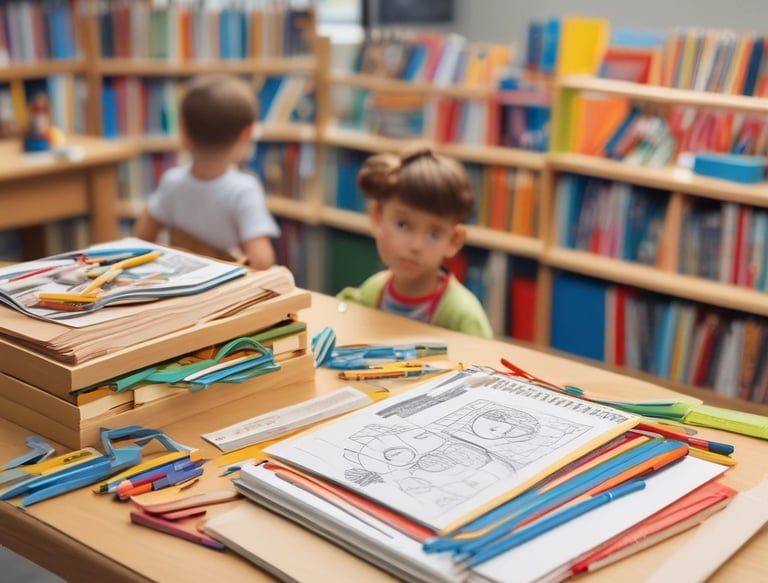 A delivery person handing over a box of school supplies at a school entrance.