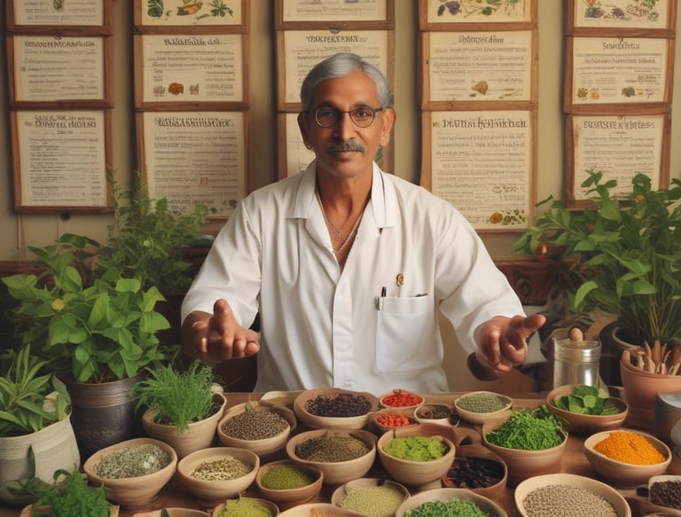 The image features the word 'NATURAL' spelled out with Scrabble tiles placed on top of a background filled with colorful illustrations and text about herbal remedies. The background contains drawings of plants like lavender and other herbs, alongside descriptions of their benefits, such as calming, uplifting, and treating various ailments.